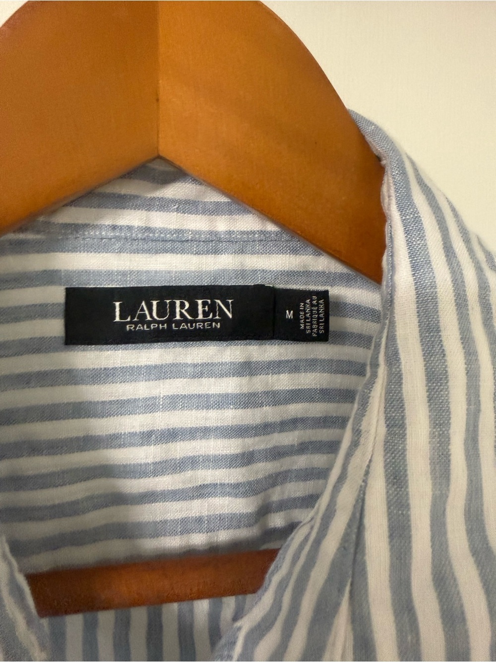 Ralph Lauren Blue and White Striped Tie-Front Button-Down Shirt - Picture 3 of 4